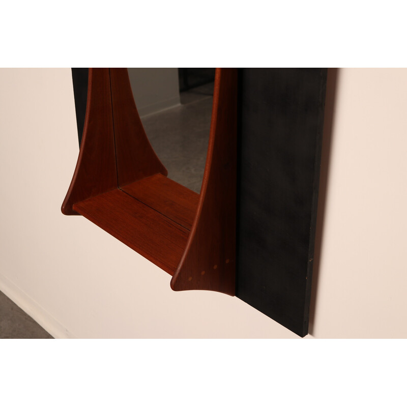 Vintage wall mirror in teak with shelf by Pedersen and Hansen for Viby J., Denmark 1960