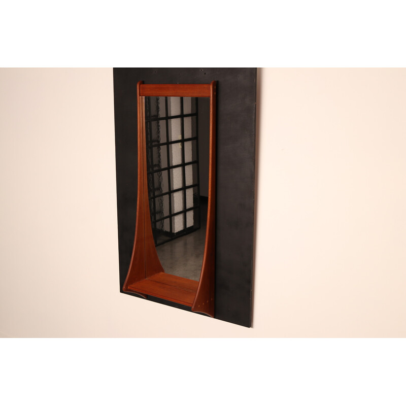 Vintage wall mirror in teak with shelf by Pedersen and Hansen for Viby J., Denmark 1960