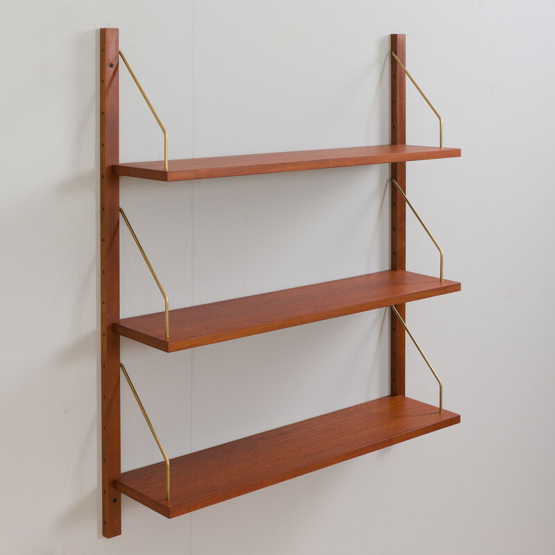 Set of 3 vintage hanging shelves in teak, 1960s