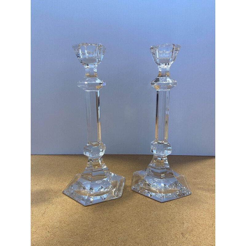 Pair of vintage candlesticks by Cristallerie Saint Louis