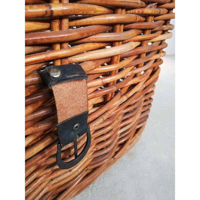 Vintage cane and wicker storage chest, 1950-1960s