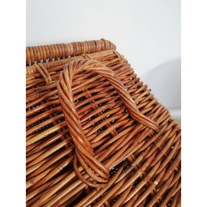 Vintage cane and wicker storage chest, 1950-1960s