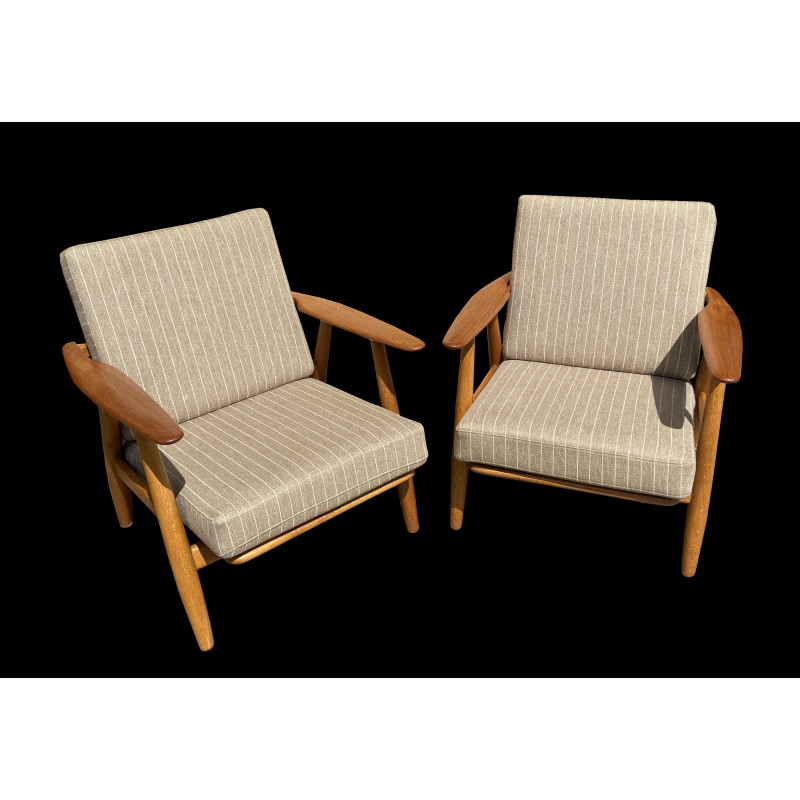 Pair of vintage Cigar armchairs by Hans J Wegner for Getama