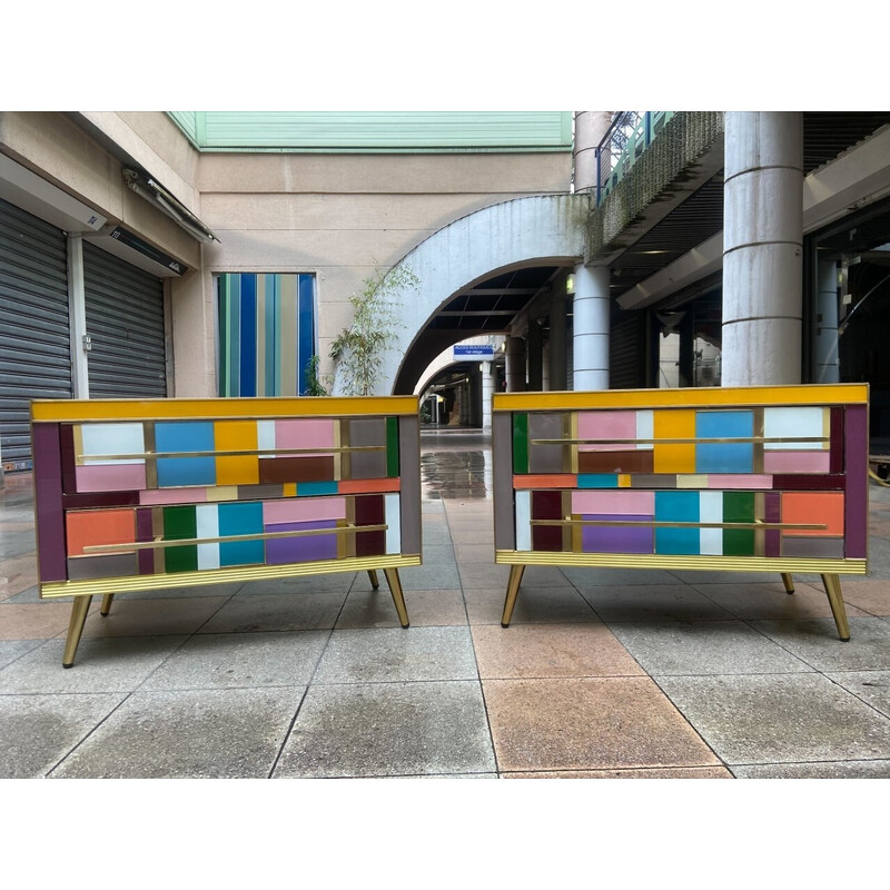 Pair of vintage colored night stands, Northern Italy 1980