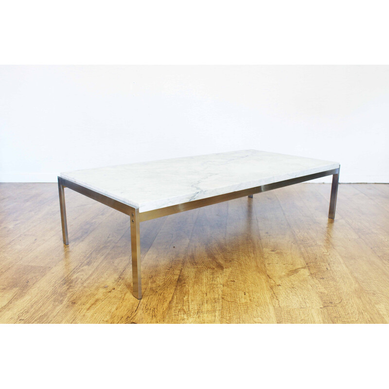 Mesa de café Vintage modelo PK61A em mármore de Poul Kjærholm para E. Kold Christensen, Dinamarca 1960