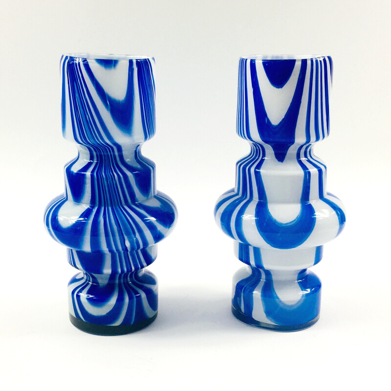 Pair of vintage Murano glass vases by Carlo Moretti, Italy 1970s