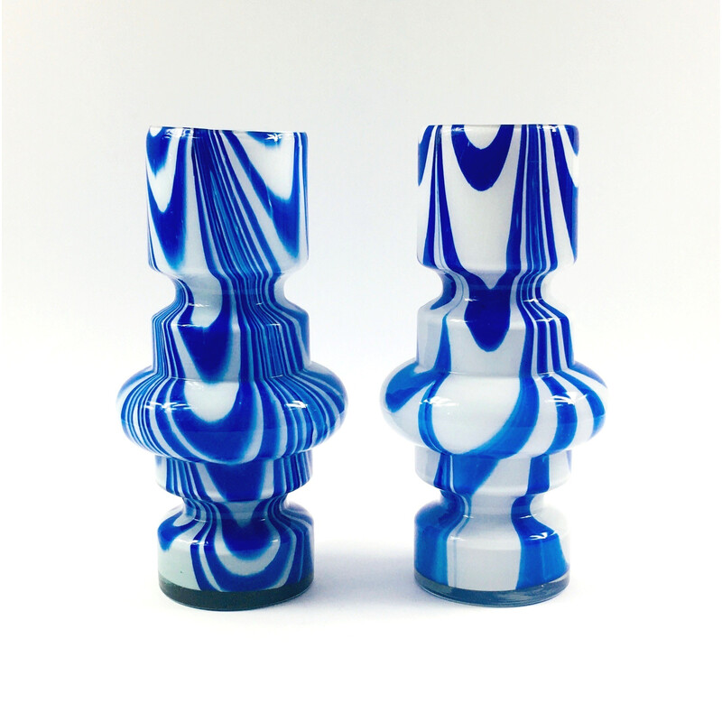 Paire de vases vintage en verre de Murano par Carlo Moretti, Italie 1970