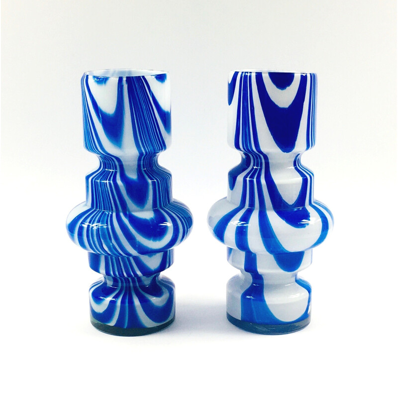 Pair of vintage Murano glass vases by Carlo Moretti, Italy 1970s