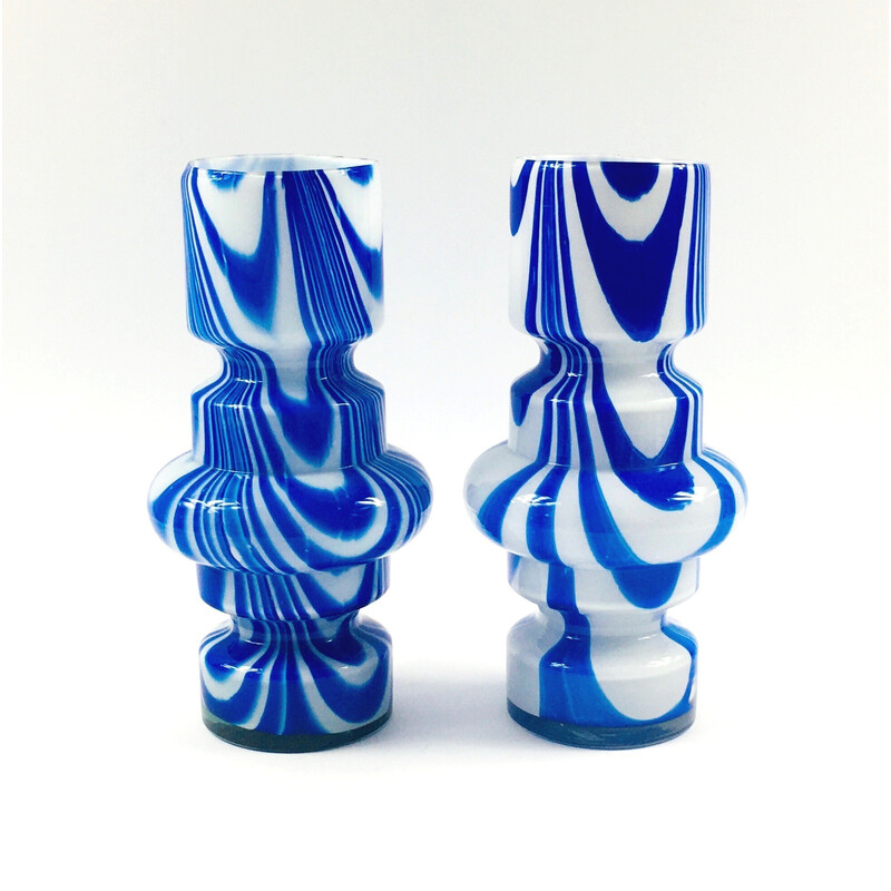 Paire de vases vintage en verre de Murano par Carlo Moretti, Italie 1970