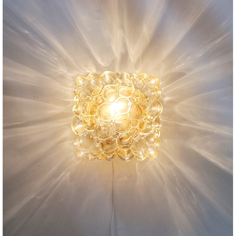 Halve eeuw amber bubbelglas plafondlamp van Helena Tynell voor Limburg, Duitsland 1970