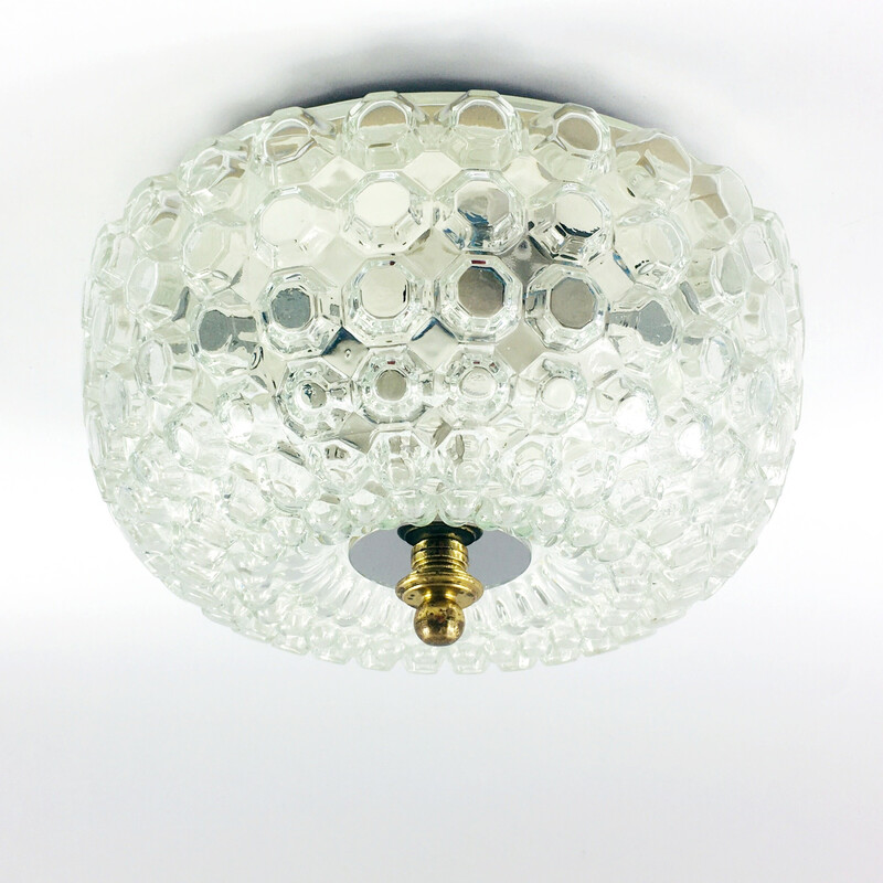 Lámpara de techo vintage de cristal de burbujas de Helena Tynell para Limburg, Alemania 1960