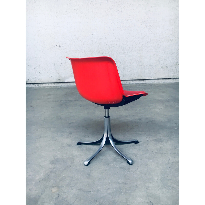 Vintage Modus swivel desk chair in red fabric by Osvaldo Borsani for Tecno, Italy 1987s