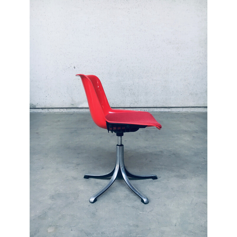 Sedia da ufficio girevole Modus vintage in tessuto rosso di Osvaldo Borsani per Tecno, Italia 1987