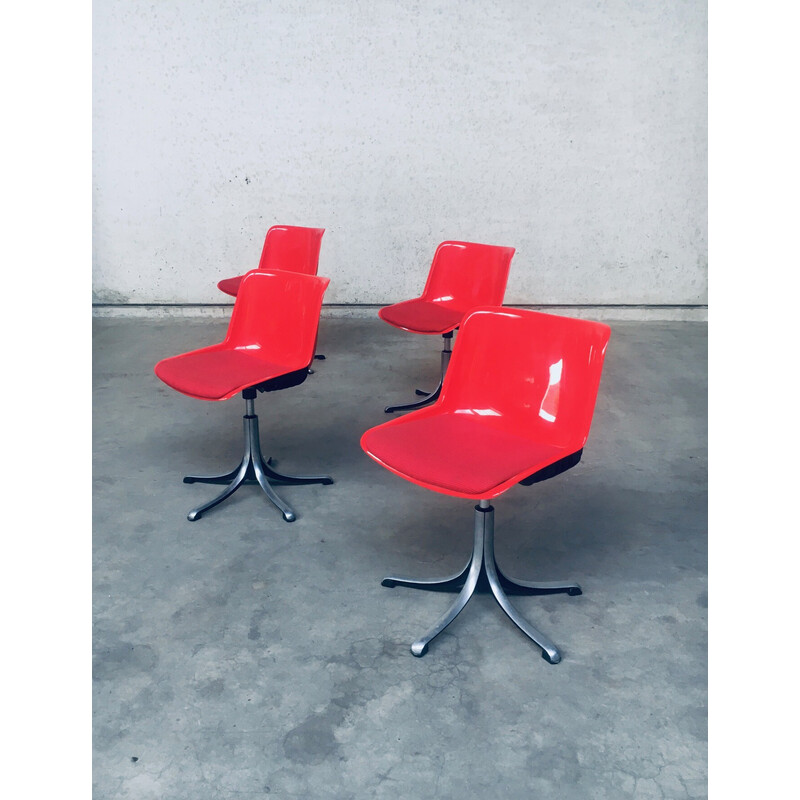 Vintage Modus swivel desk chair in red fabric by Osvaldo Borsani for Tecno, Italy 1987s