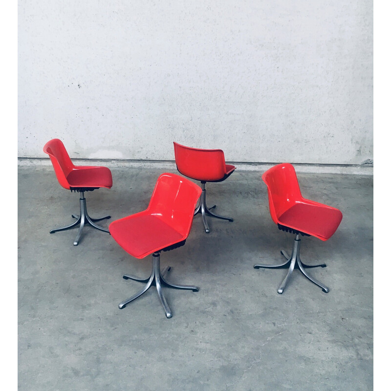 Vintage Modus swivel desk chair in red fabric by Osvaldo Borsani for Tecno, Italy 1987s