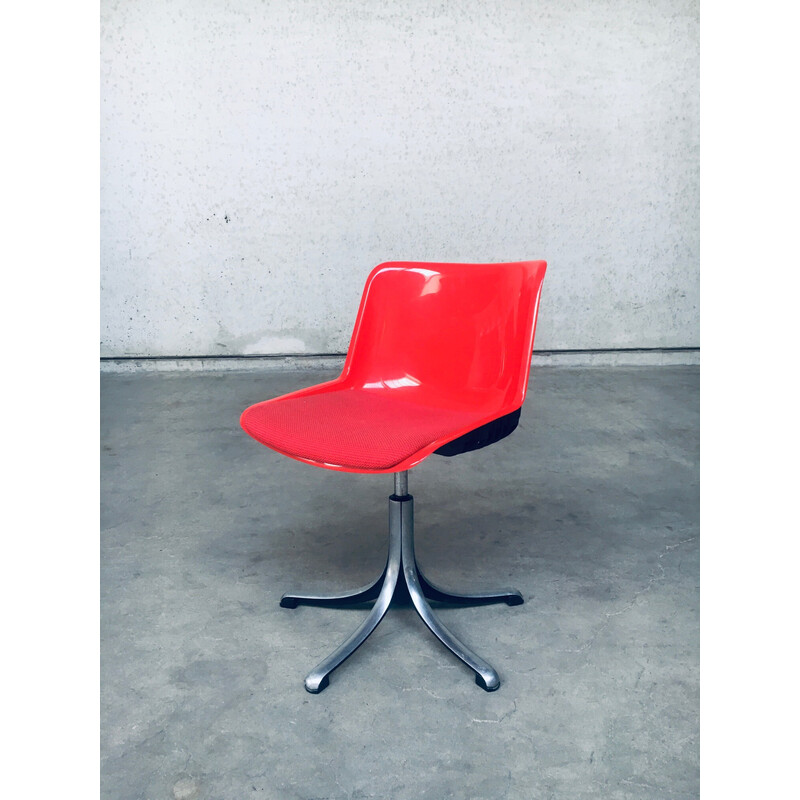 Fauteuil de bureau pivotant Modus vintage en tissu rouge par Osvaldo Borsani pour Tecno, Italie 1987