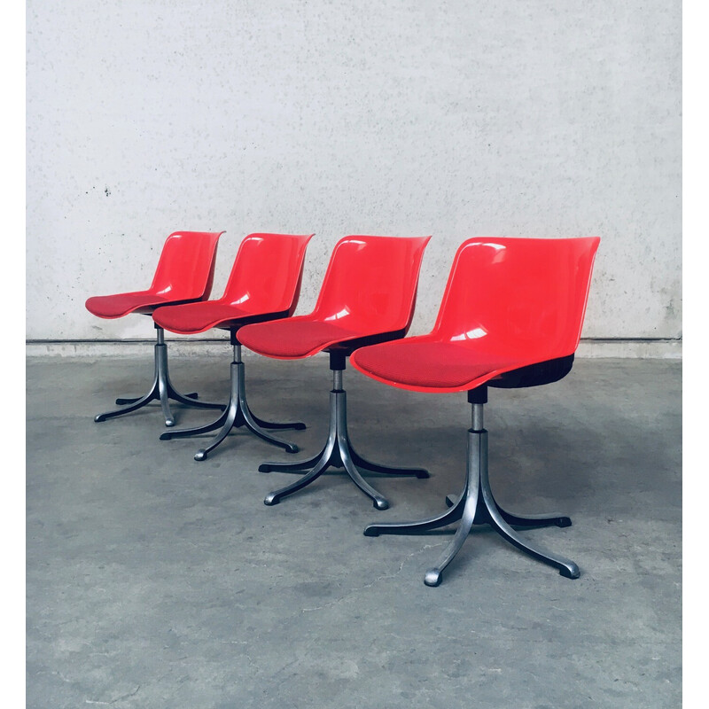 Vintage Modus swivel desk chair in red fabric by Osvaldo Borsani for Tecno, Italy 1987s