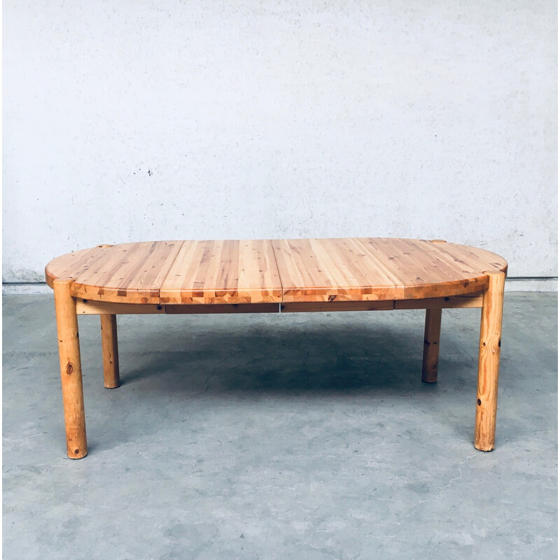 Scandinavian vintage pine dining table by Rainer Daumiller for Hirtshals Sawaerk, Denmark 1970