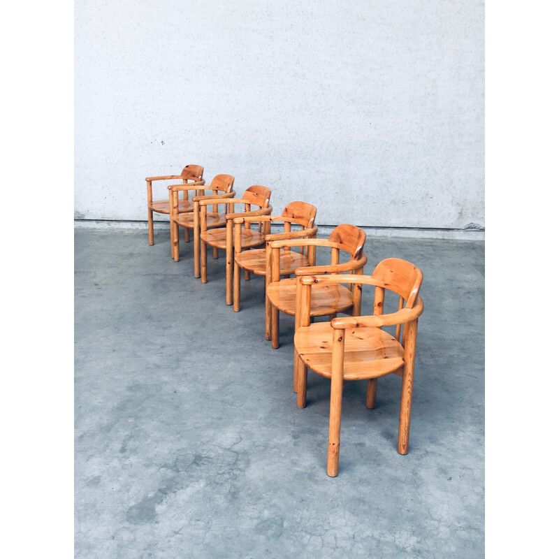 Satz von 6 Vintage-Stühlen aus Kiefernholz von Rainer Daumiller für Hirtshals Savvaerk, Dänemark 1970