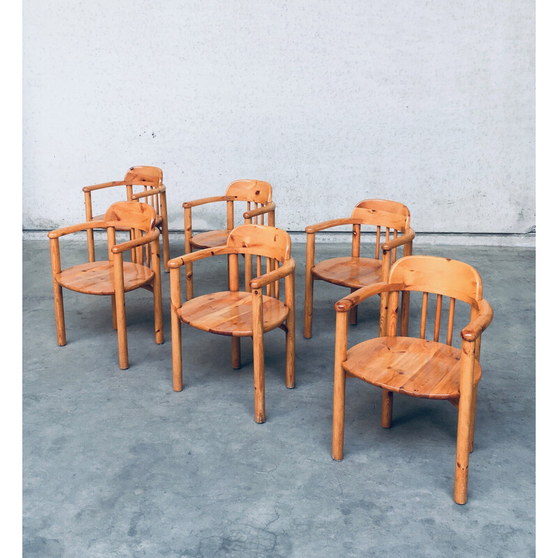 Set of 6 vintage pine dining chairs by Rainer Daumiller for Hirtshals Savvaerk, Denmark 1970