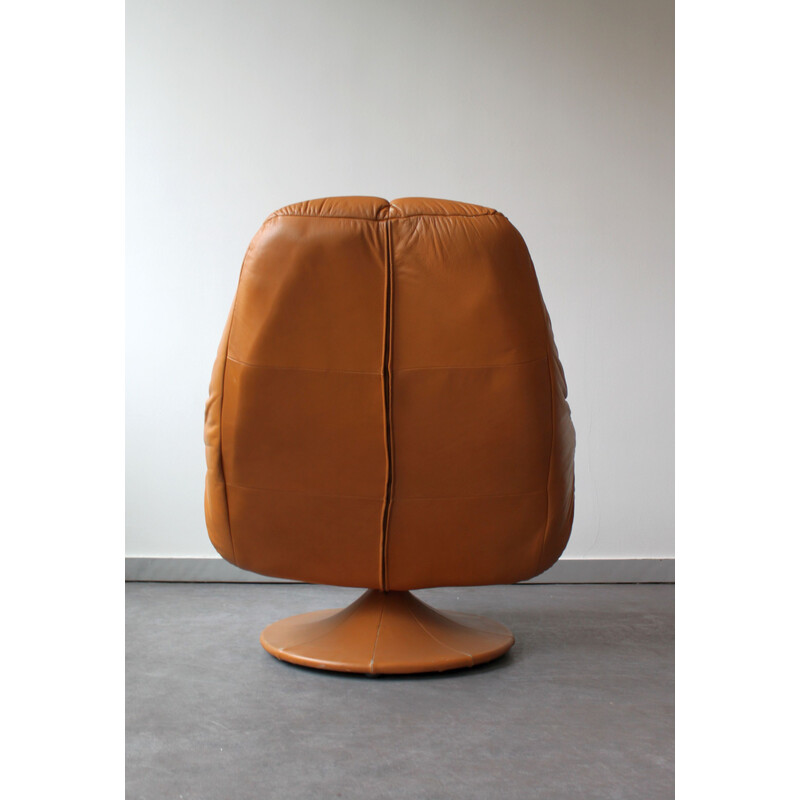 Vintage leather swivel chair by Geoffrey Harcourt, 1970s