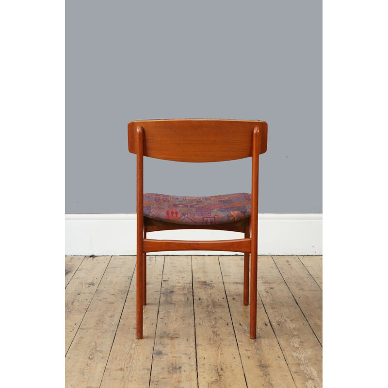 Set of 6 Scandinavian dining chairs in teak and fabric - 1960s