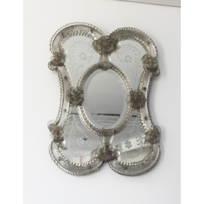 Vintage Venetian mirror in Murano glass, Italy 1950s