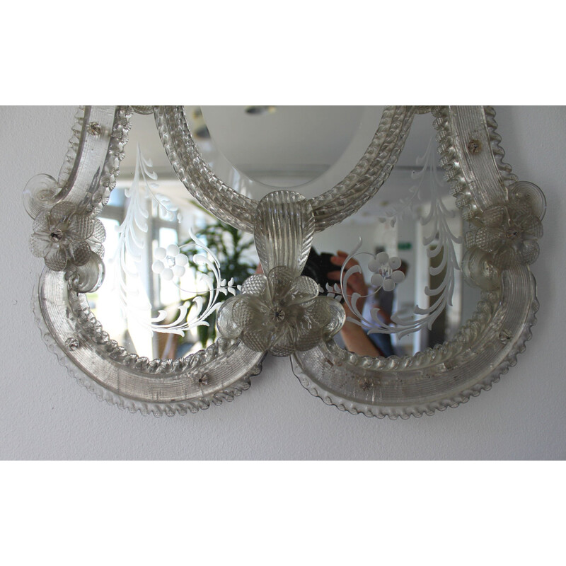 Vintage venezianischer Spiegel aus Muranoglas, Italien 1950