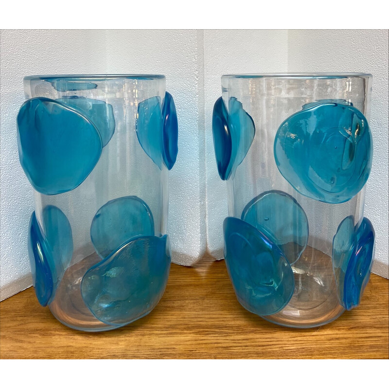 Pair of vintage Murano glass vases by Costantini, 1980