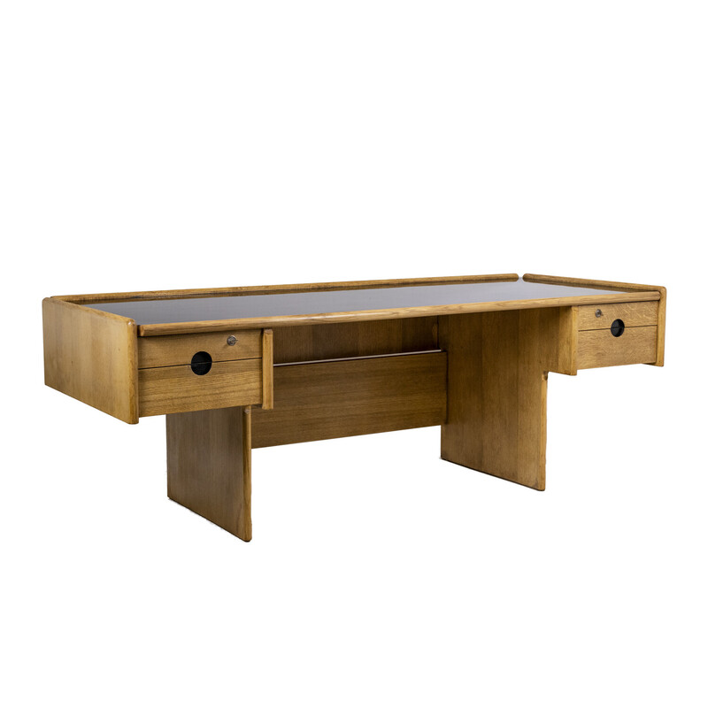 Vintage rectangular oakwood desk, 1970