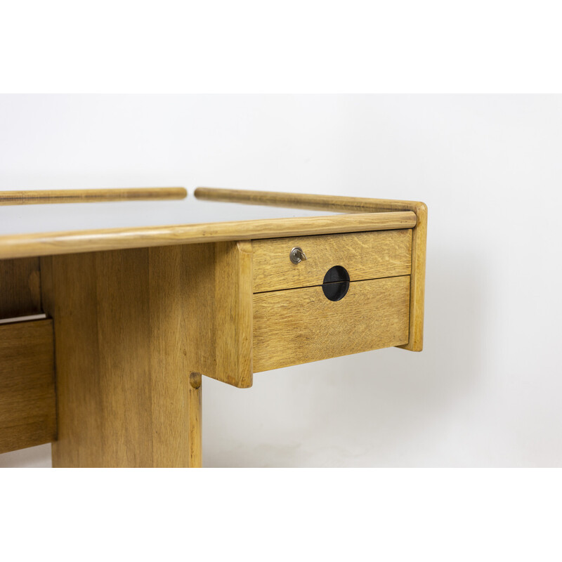 Vintage rectangular oakwood desk, 1970