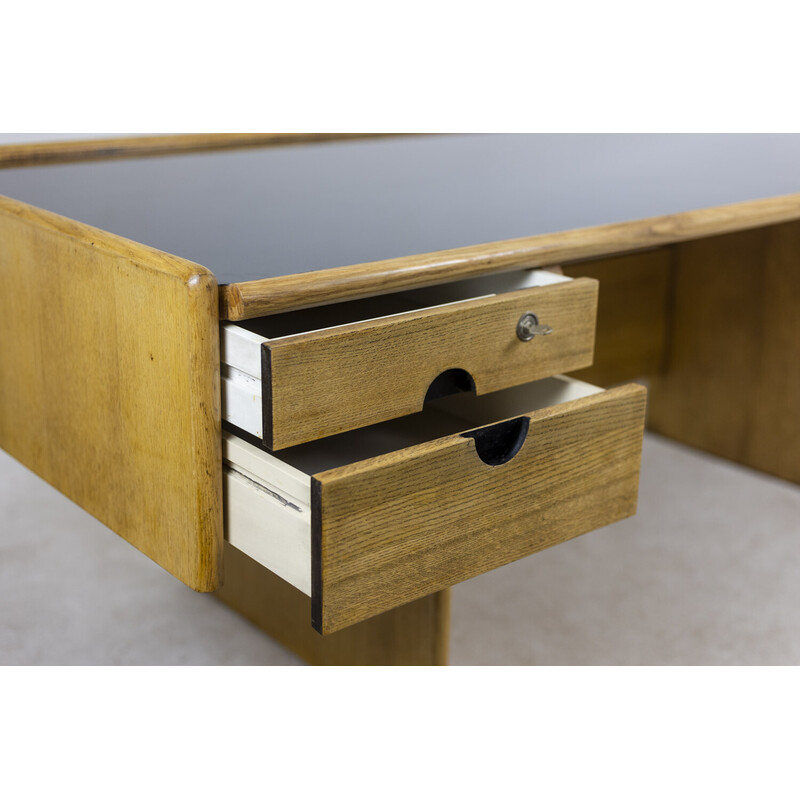 Vintage rectangular oakwood desk, 1970