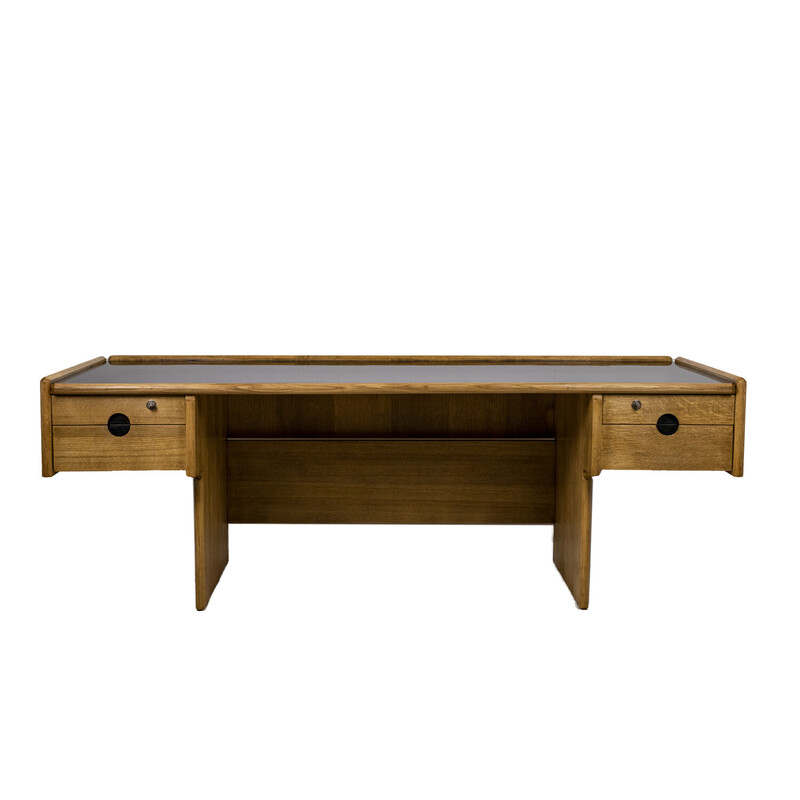 Vintage rechthoekig eikenhouten bureau, 1970