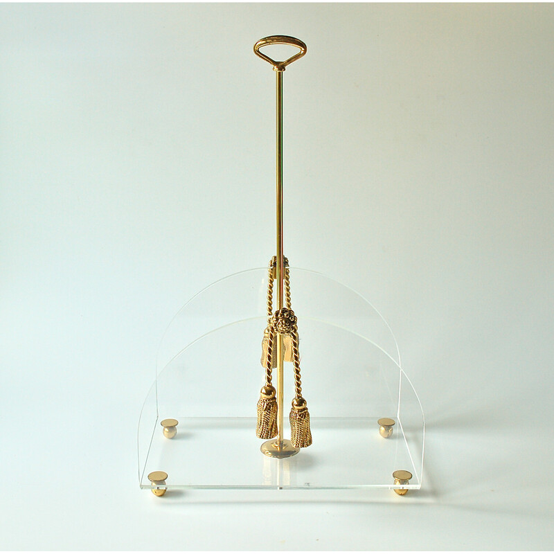 Portariviste vintage in lucite e ottone