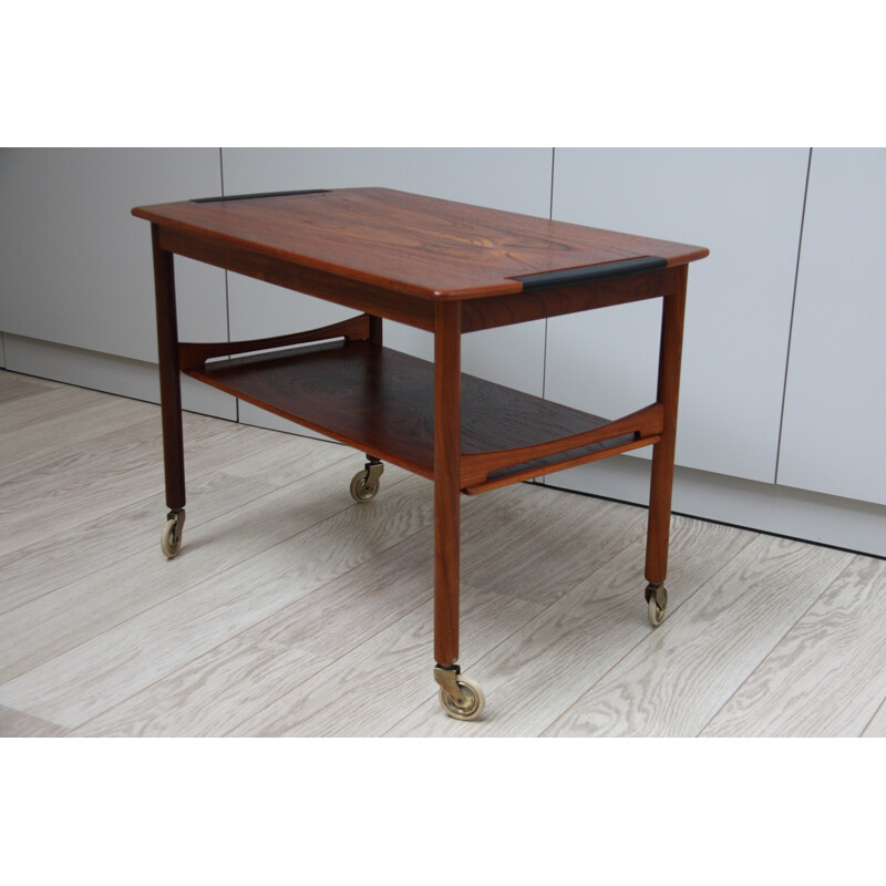 Mid-century coffee table in rosewood on wheels - 1950s