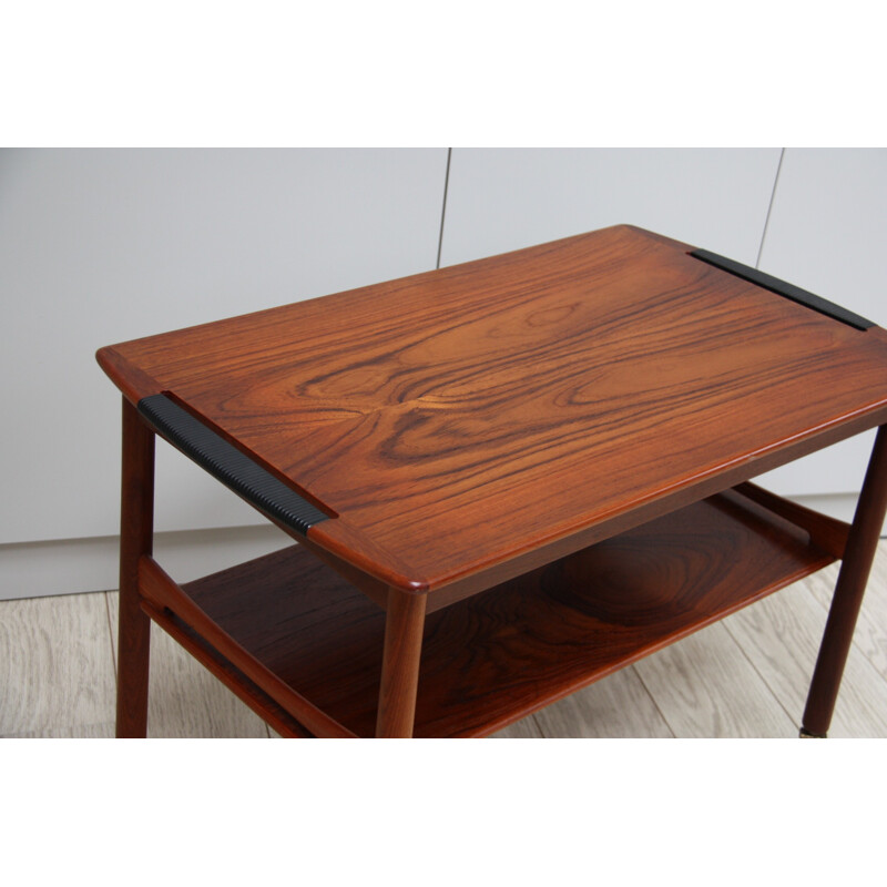 Mid-century coffee table in rosewood on wheels - 1950s