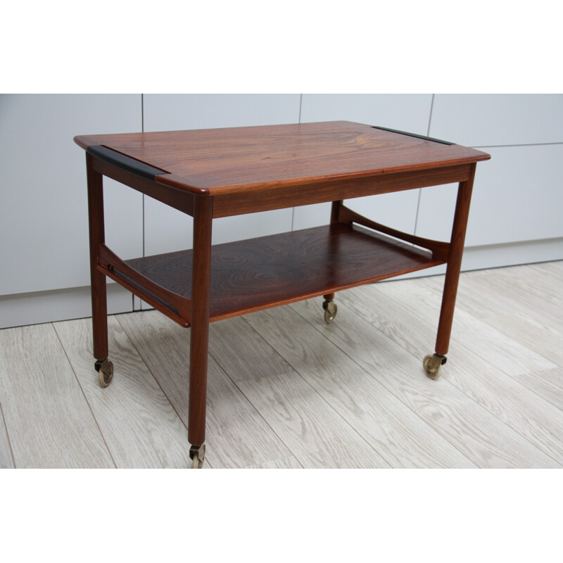 Mid-century coffee table in rosewood on wheels - 1950s