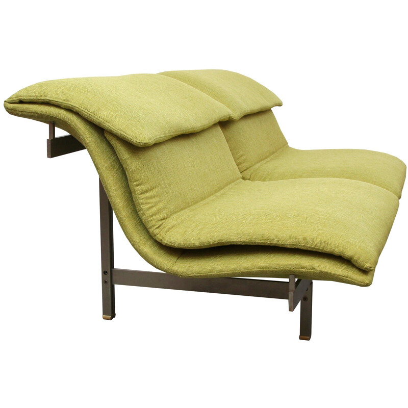 Italian Saporiti 2-seater sofa in green fabric, Giovanni OFFREDI - 1970s