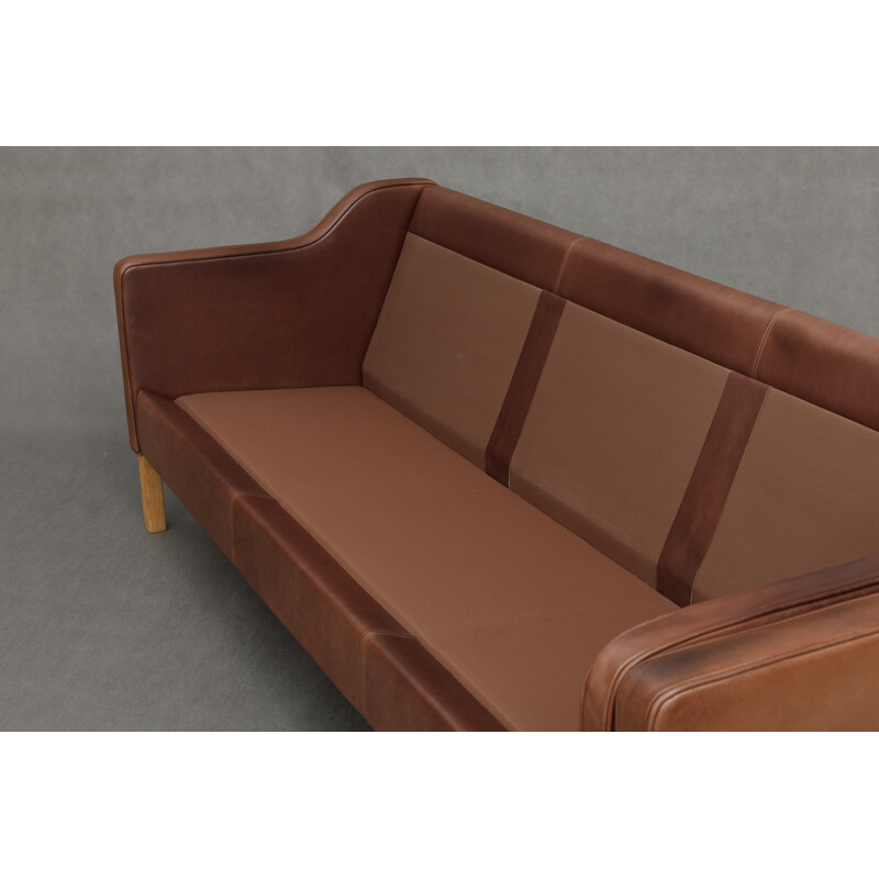 Danish 3-seater Staouby sofa in brown leather - 1970s