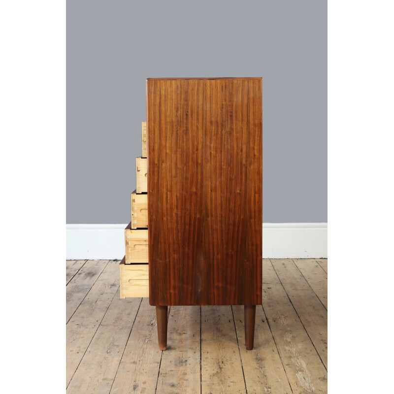 Dutch tall chest of drawers in rosewood - 1960s