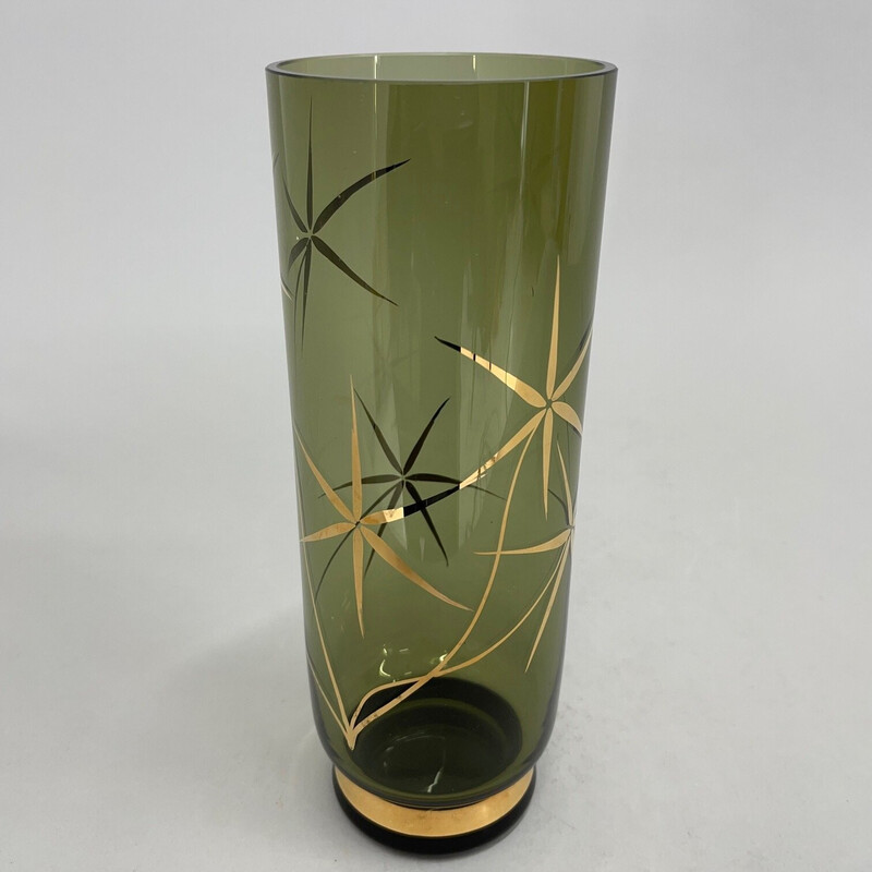 Vintage vase with golden decor, Czechoslovakia 1960s