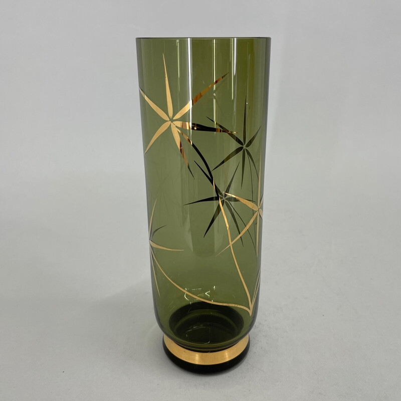 Vintage vase with golden decor, Czechoslovakia 1960s