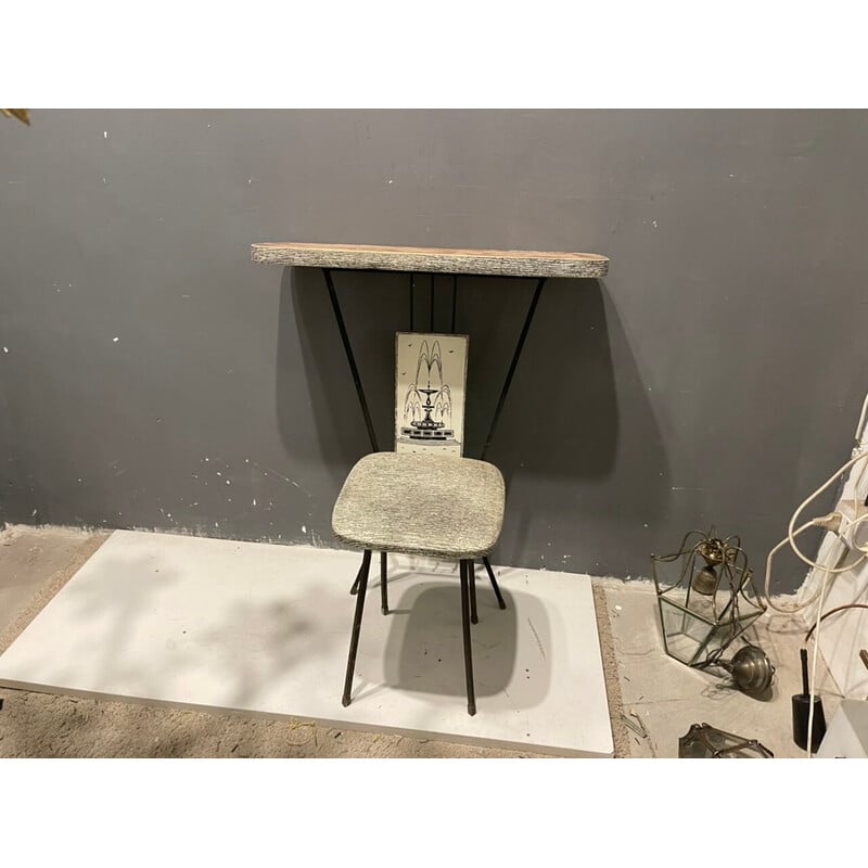 Mid-century Italian dressing table with stool, 1950s