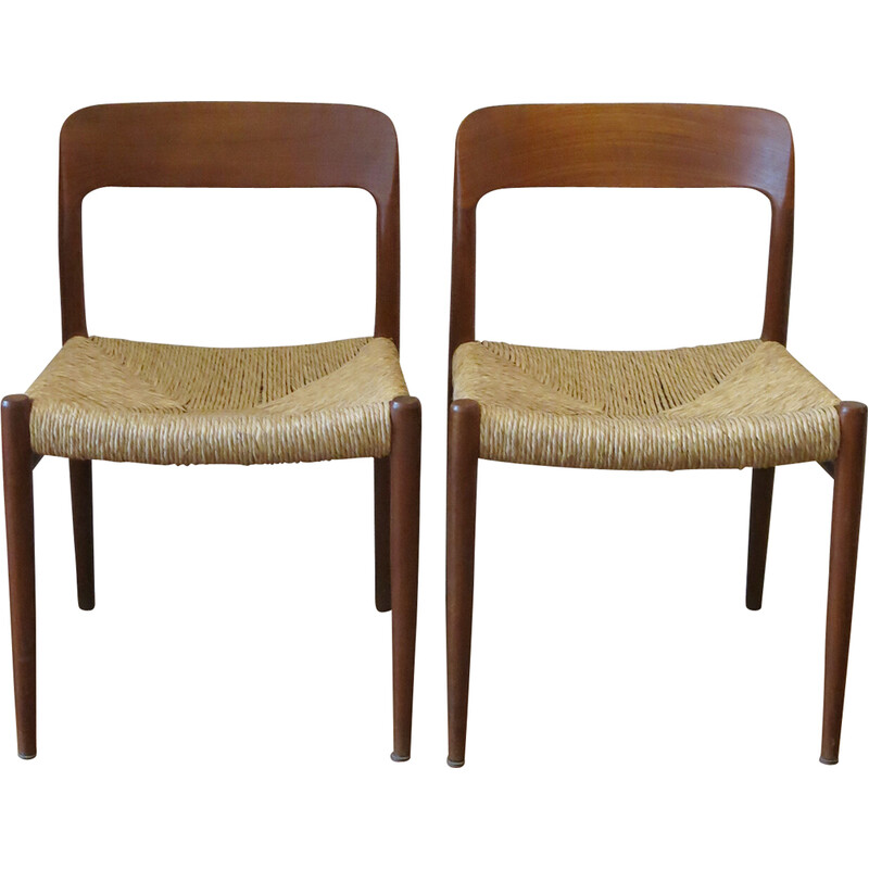 Pair of vintage chairs model 75 by Niels Otto Møller for J.L. Møller, 1960