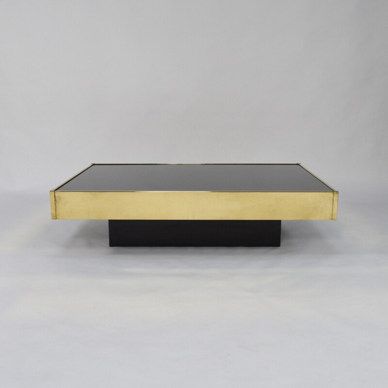 Italian coffee table in mirrored glass and brass 1960s