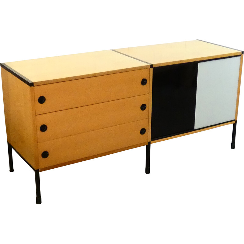 Vintage Arp light ashwood sideboard by Pierre Guariche for Minvielle, 1960