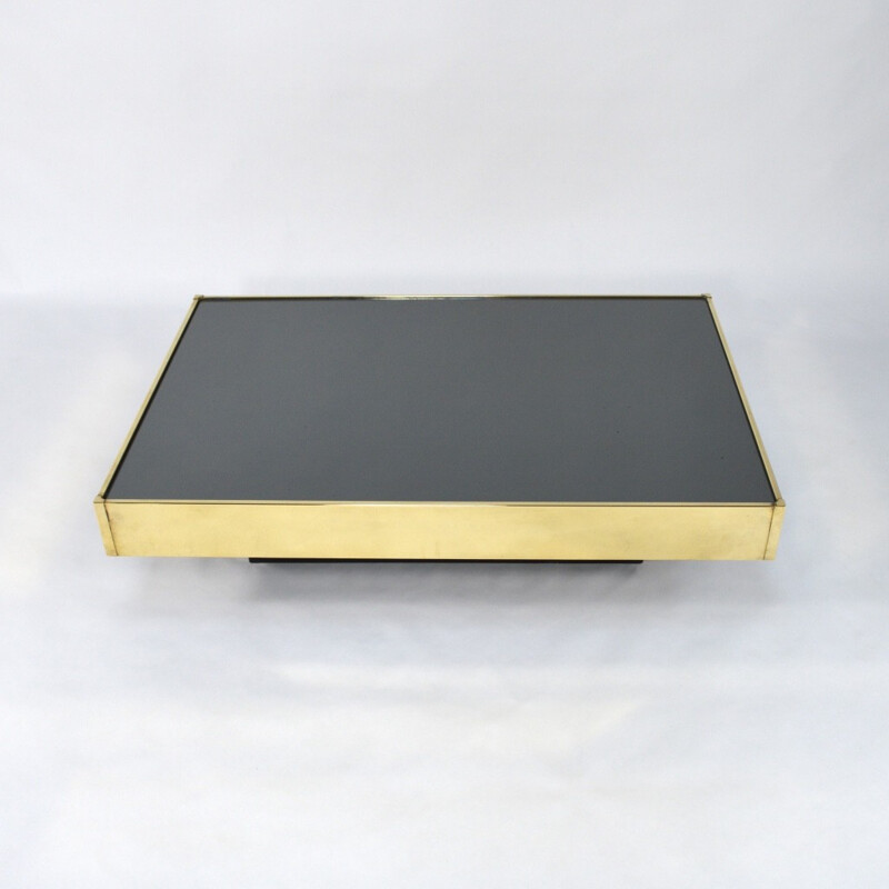 Italian coffee table in mirrored glass and brass 1960s