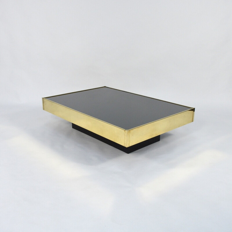 Italian coffee table in mirrored glass and brass 1960s