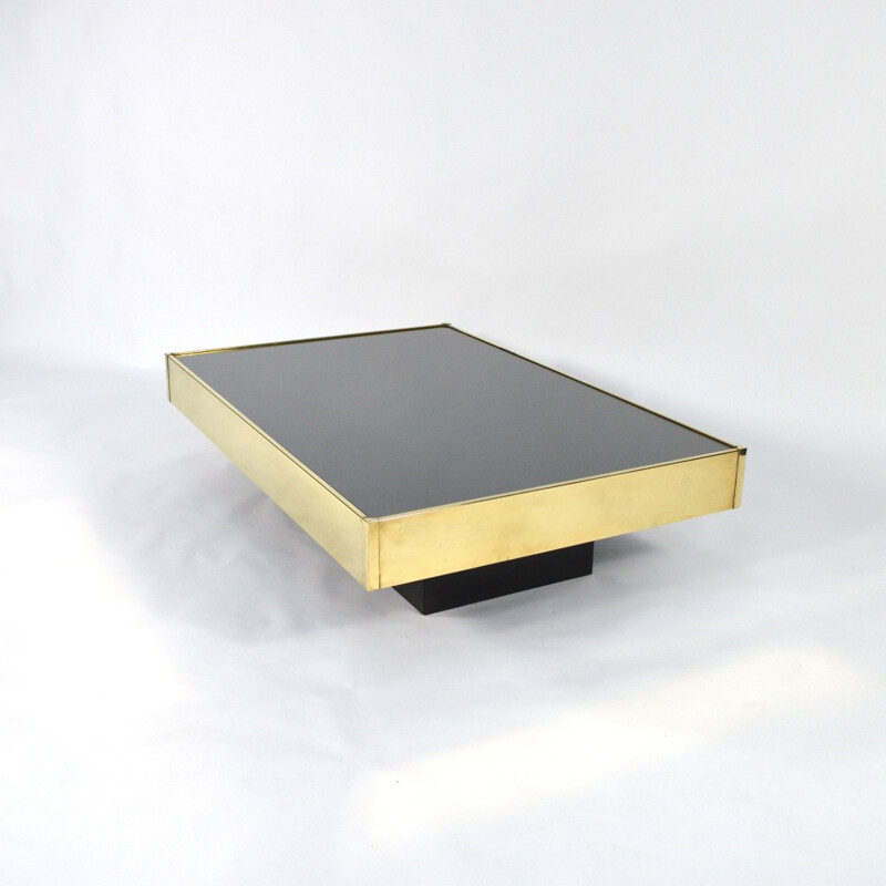 Italian coffee table in mirrored glass and brass 1960s