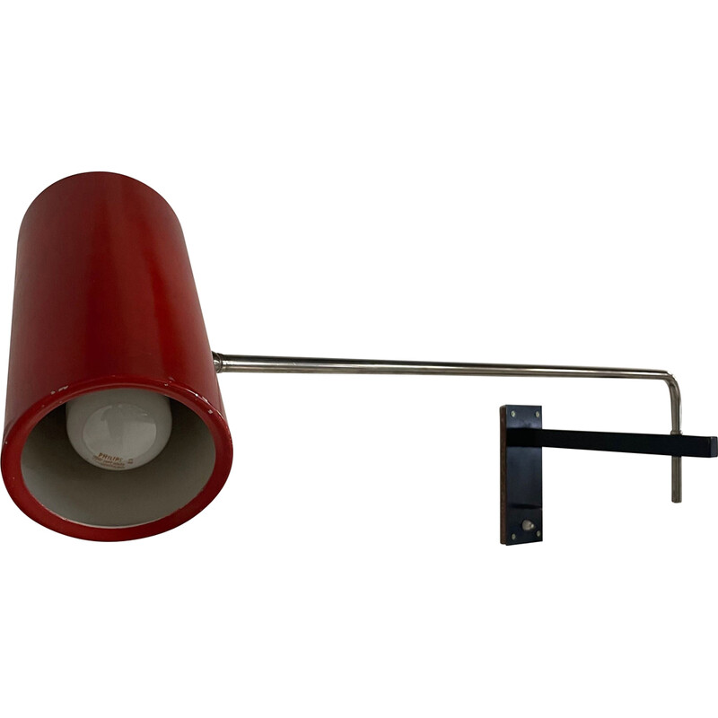 Vintage red wall lamp "39" by Willem Hagoort for Hagoort Lamps, 1960s